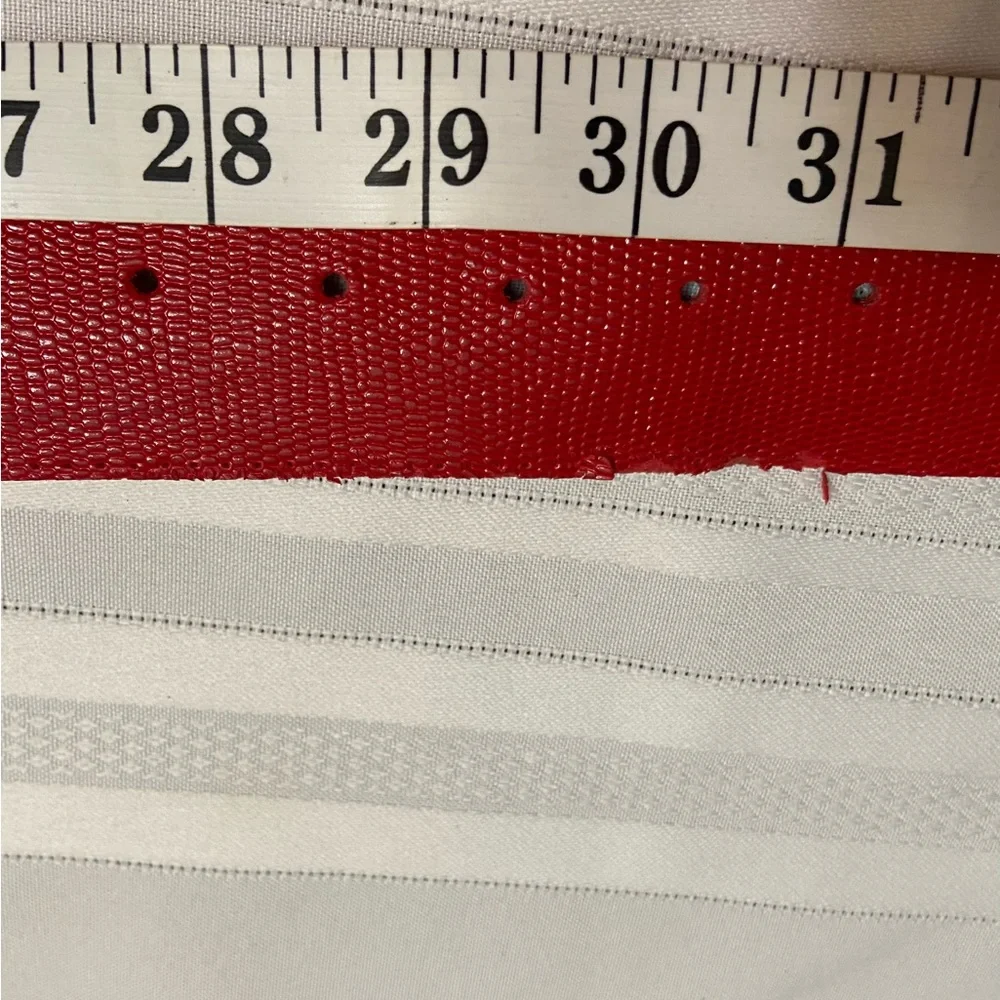Red Womens Faux Leather Wide Belt -Gold tone Buckle Size 28-30 see measurements